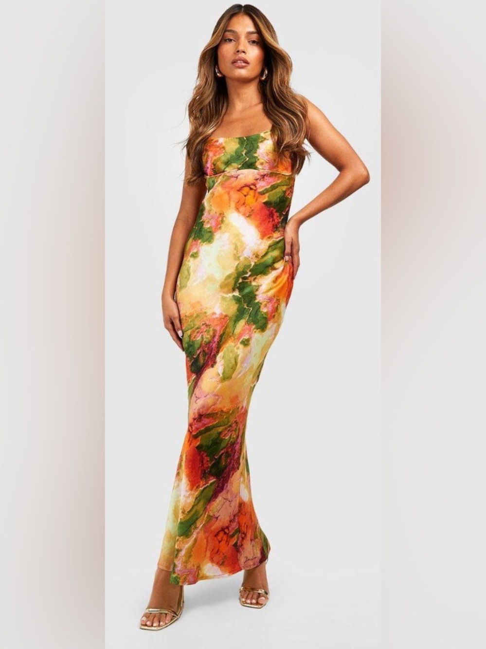 Micas Abstract Satin Slip Dress